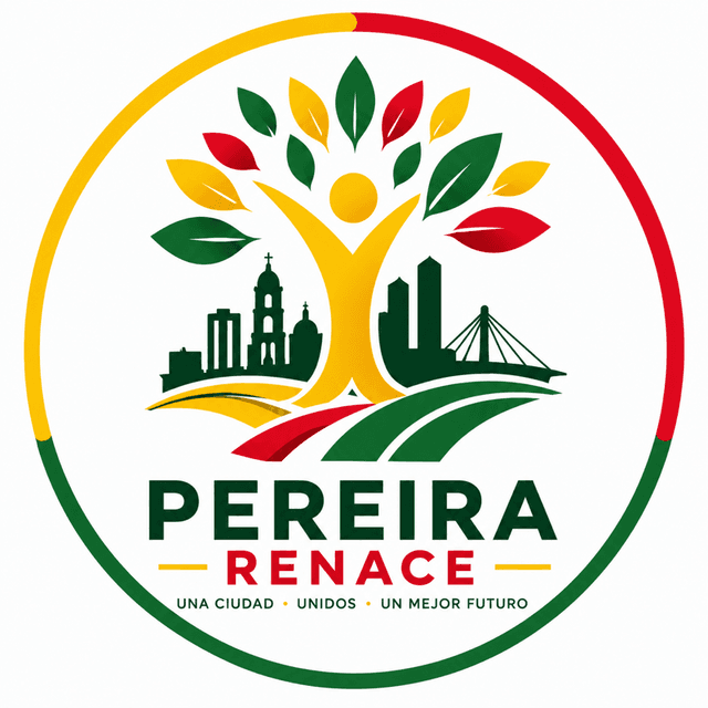 Logo de Pereira Renace: un árbol en forma de persona sobre la ciudad